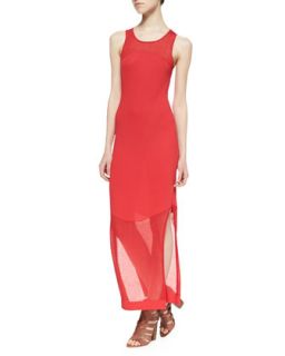 Womens Half Moon Combo Maxi Dress, Poppy   Townsen   Red (LARGE)