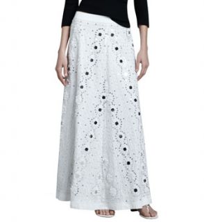 Womens Mirrored Embellished A line Skirt   White (SMALL/6 8)