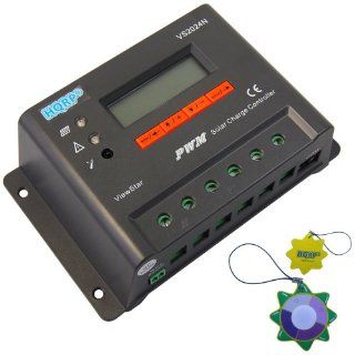 HQRP 12V / 24V 20 Amp Solar Power Charge Controller / Regulator 20A for Solar Home System 300W / 600W with LCD screen and HMI plus HQRP Meter: Electronics