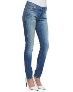 Womens The Skinny Bright Light Broken Jeans   7 For All Mankind   Brt lght