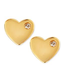 Diamond 14k Vermeil Heart Stud Earrings   SHY by Sydney Evan   Gold (14k )