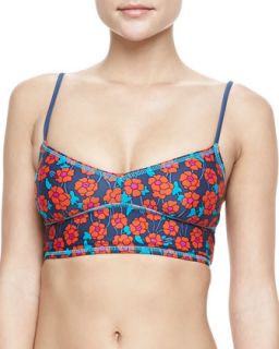 Womens Maysie Floral Print Zip Bikini Top   MARC by Marc Jacobs   Buck blue