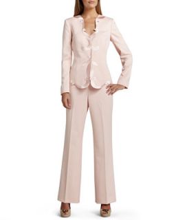 Womens Pant Suit with Scalloped Placket on Jacket   Albert Nipon   Ballet