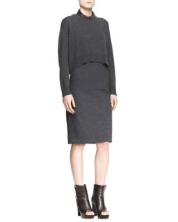 Womens Cropped Sweater & Sleeveless Dress, Two Piece Set   Brunello Cucinelli  