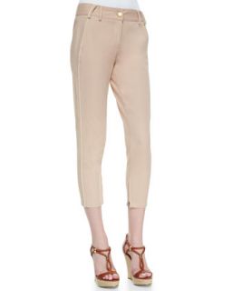 Womens Piped Cropped Twill Trousers   Minnie Rose   Pink dusk (8)
