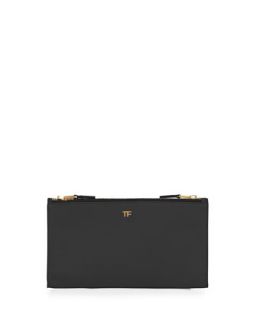 Leather TF Double Zip Pouch, Black   Tom Ford   Black