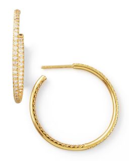 30mm Yellow Gold Diamond Hoop Earrings, 0.98ct   Roberto Coin   Yellow (30mm ,