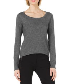 Womens Cotton/Cashmere High Low Sweater   Michael Kors   Banker melange (SMALL)