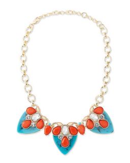 By The Reef Tiered Resin Statement Necklace, Turquoise   Lee Angel  