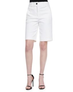 Womens Flat Front Long Shorts, White   Robert Rodriguez   White (10)