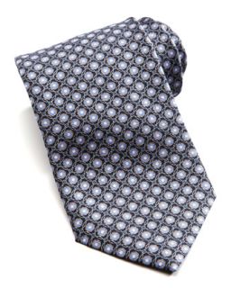 Mens Metallic Flower Circle Silk Tie, Black   Brioni   Black