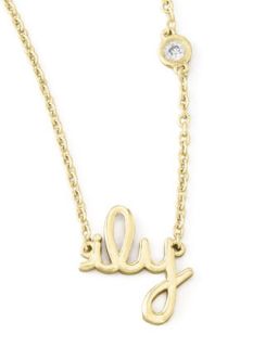I Love You Pendant Necklace with Diamond   SHY by Sydney Evan   Gold