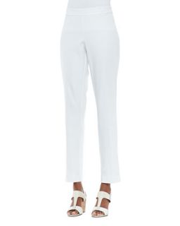Womens Organic Stretch Slim Twill Trousers   Eileen Fisher   White (LARGE
