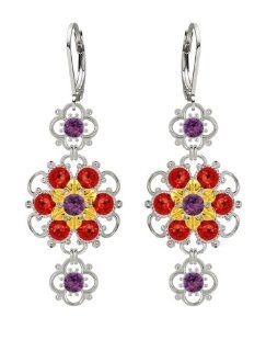 Lucia Costin Silver, Violet, Red Swarovski Crystal Earrings, Twisted Accents: Lucia Costin: Jewelry