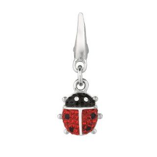 Sterling silver Crystal Ladybug (Charm): Clasp Style Charms: Jewelry
