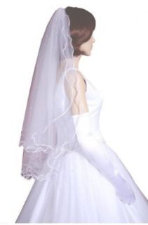 AMJ Dresses Inc 2 Tier Rhinestone Bridal Wedding Veil Size Large: Clothing