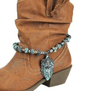 Fashion Jewelry ~ Boot Bracelet ~ Multi Beads with Native American Look Pendant Boot Charm Anklet (Boot Charm 008c 24): Jewelry