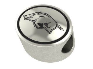 Arkansas Razorback Collegiate Bead Fits Most Pandora Style Bracelets Including Pandora, Chamilia, Biagi, Zable, Troll and More. High Quality Bead in Stock for Immediate Shipping: Jewelry