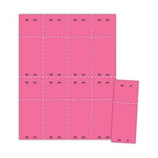 Blanks/USA 2 1/8 x 5 1/2 Numbered 01 400 Digital Cover Raffle Ticket, Pink, 400/Pack