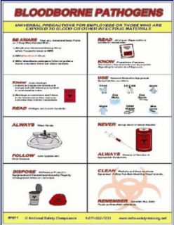 National Safety Compliance BBP Information Laminated Safety Poster, 18 X 24 Inches: Industrial Warning Signs: Industrial & Scientific