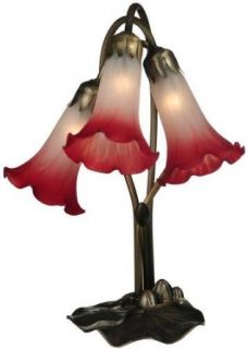 Meyda Lighting 13593 15.75"H Pink/White Pond Lily 3 Lt Accent Lamp   Table Lamps  