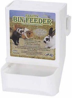 Gravity Bin Feeder With Bracket For Small Animals   5.75L X 5W X 8H   White: Health & Personal Care
