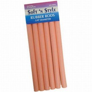 Soft 'N Style Rubber Rod Long Pink 5/8" Extra Thick (6 per bag) (Pack of 2) : Hair Rollers : Beauty