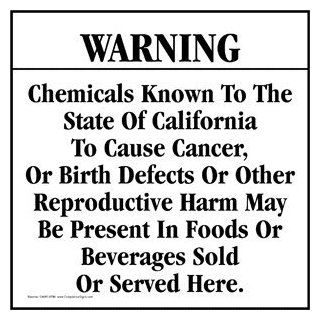 California Prop 65 Chemicals Cause Cancer Sign CAWE 9796 Cancer Agent : Business And Store Signs : Office Products
