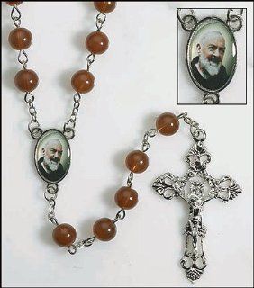 Saint/St. Padre Pio 23 " Glass Rosary with Holy Card, Pamphlet and Velour Bag Known for Miracles and Healing Powers : Other Products : Everything Else