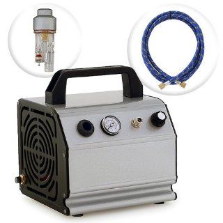 Low Noise Oil Less Airbrush Air Compressor w/ 6' Hose 1/6 HP
