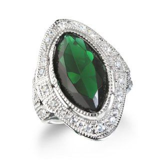1920' Inspired Antique Look Emerald Ring: Jewelry