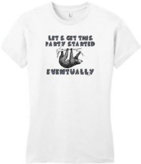 Let's Get This Party Started Eventually Funny Sloth Juniors T Shirt: Clothing