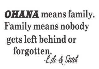 Ohana Means Family Lilo and Stitch Disney Quote Vinyl Wall Decal Decor Sticker Decor Sticker Quote Removable Letters  