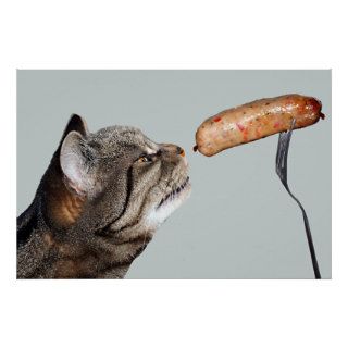 Funny Sausage Cat Poster Print