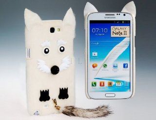 ETOU Fox Design Plush & Plastic Protective Case for Samsung Galaxy Note 2/N7100 (White): Cell Phones & Accessories