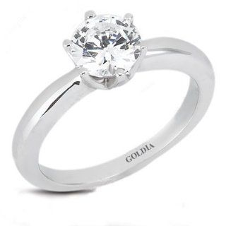 2.00 Ct.Classic Six Prong Solitaire Diamond Engagement Ring (High Setting) and Matching Band: Jewelry