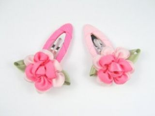 A Rose Means I Love You   Flower Hair Clip Set for Baby Girls & Toddler   Hot Pink & Light Pink Clothing