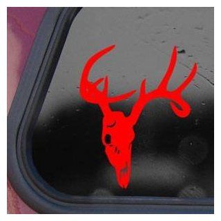 Whitetail BUCK Deer Skull Red Decal Sticker Laptop Die cut Red Decal Sticker: Automotive