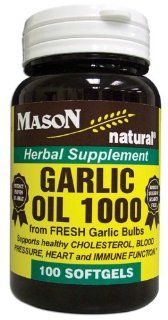 Mason Vitamins Garlic Oil 1000 Softgels, 100 Count Bottles (Pack of 4): Health & Personal Care
