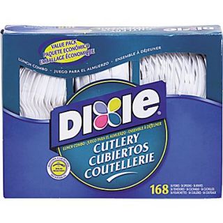 Dixie Cutlery Keeper, Assorted Plastic Forks, Knives & Spoons, White, 168/Pack  Make More Happen at