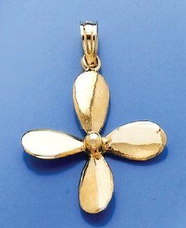 3d Gold Charm Propeller With 4 Blades: Jewelry
