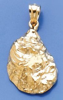 Gold Nautical Charm Pendant Oyster Shell 2 D Textured & High Polish: Million Charms: Jewelry