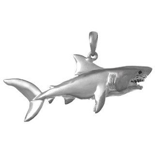 925 Sterling Silver Nautical Necklace Charm Pendant, Shark, High Polish Jewelry