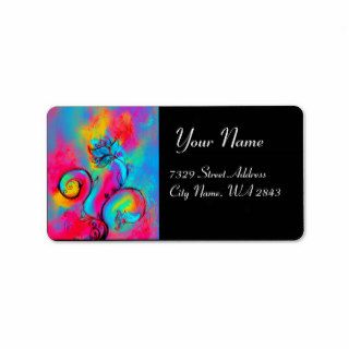 WHIMSICAL FLOWERS & BUTTERFLY blue pink yellow Custom Address Labels