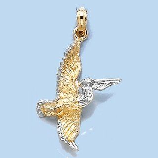 Gold Charm 3d Pelican Flying Two color: Million Charms: Jewelry