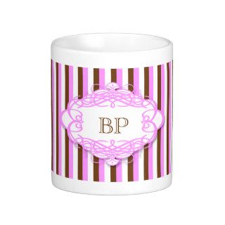 Candy stripe vintage monogram mugs