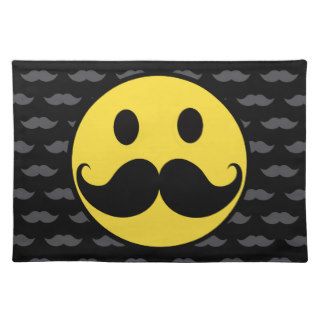 Retro Funky Smiley Mustache Moustache Placemat