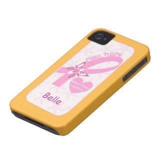 Pink Ribbon Breast cancer survivor orange custom iPhone 4 Case Mate Case