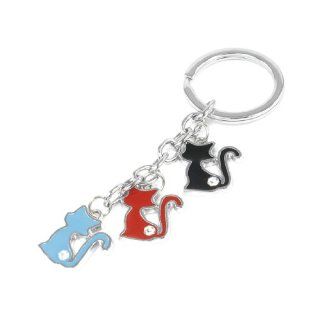 Portable Metal Ring Rhinestones Decor Colored Cat Shape Key Rings Keychain Clothing