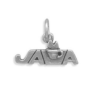 Java Coffee Cup Charm Sterling Silver   Made in the USA: Bead Charms: Jewelry